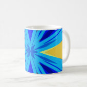 Blue Yellow Winter Kerstmis Star Starburst Koffiemok (Voorkant rechts)
