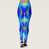 Blue Yellow Winter Kerstmis Star Starburst Leggings (Achterkant)