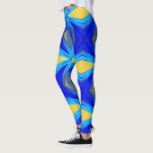 Blue Yellow Winter Kerstmis Star Starburst Leggings (Links)