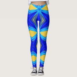 Blue Yellow Winter Kerstmis Star Starburst Leggings