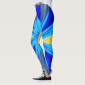 Blue Yellow Winter Kerstmis Star Starburst Leggings (Links)