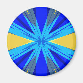 Blue Yellow Winter Kerstmis Star Starburst Magneet