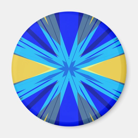 Blue Yellow Winter Kerstmis Star Starburst Magneet (Voorkant)