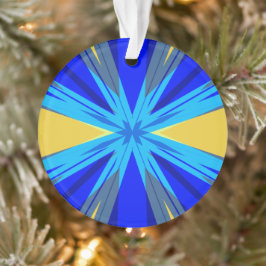 Blue Yellow Winter Kerstmis Star Starburst Ornament