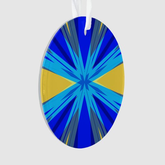 Blue Yellow Winter Kerstmis Star Starburst Ornament (voorkant)
