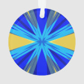 Blue Yellow Winter Kerstmis Star Starburst Ornament (achterkant)