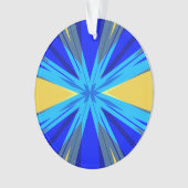 Blue Yellow Winter Kerstmis Star Starburst Ornament (voorkant)
