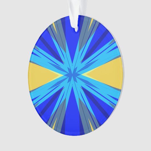 Blue Yellow Winter Kerstmis Star Starburst Ornament (voorkant)