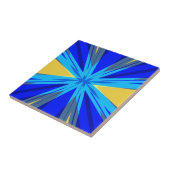 Blue Yellow Winter Kerstmis Star Starburst Tegeltje (Zijkant)