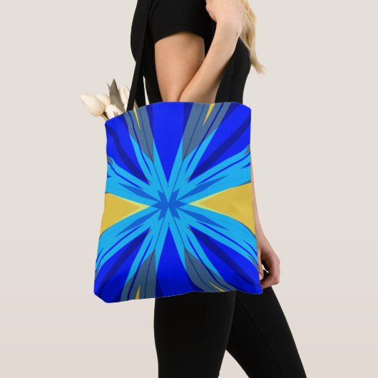 Blue Yellow Winter Kerstmis Star Starburst Tote Bag (Dichtbij)