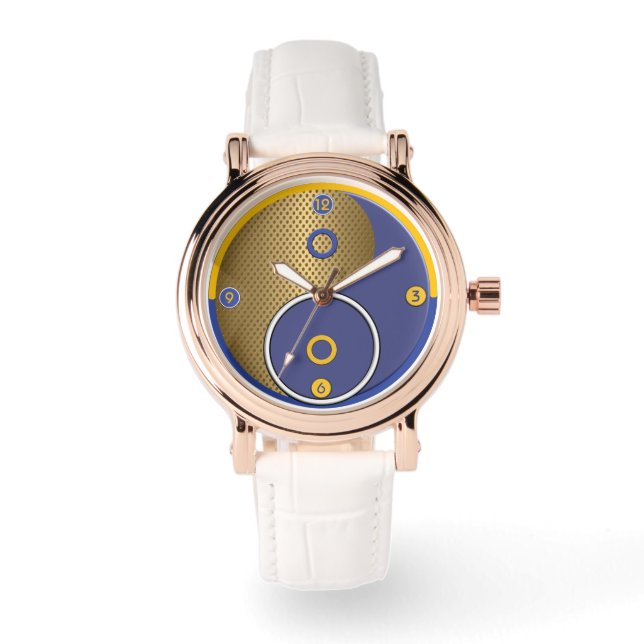Blue Yellow Yin Yang Horloge (Voorkant)
