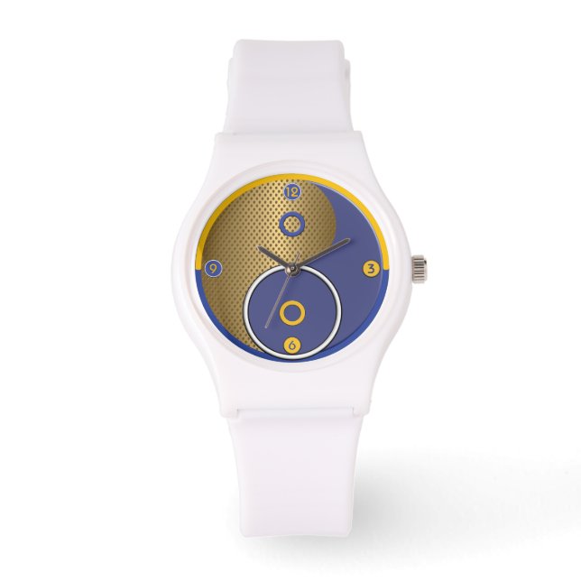 Blue Yellow Yin Yang Horloge (Voorkant)