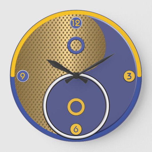 Blue Yellow Yin Yang Wall klok (Voorkant)