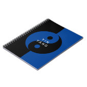 Blue Yin en Yang symbool gepersonaliseerd notitieb Notitieboek (Linkerzijde)