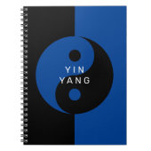 Blue Yin en Yang symbool gepersonaliseerd notitieb Notitieboek (Voorkant)