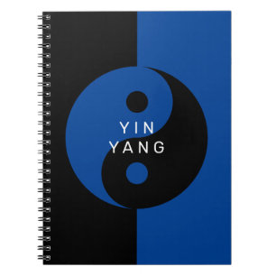 Blue Yin en Yang symbool gepersonaliseerd notitieb Notitieboek