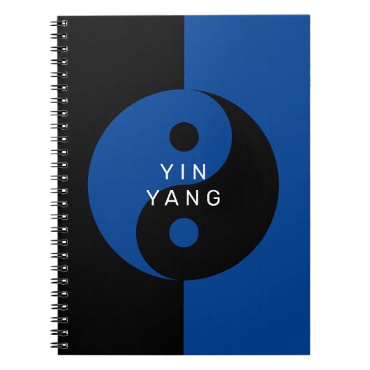 Blue Yin en Yang symbool gepersonaliseerd notitieb Notitieboek (Voorkant)