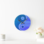 Blue Yin Yang Art Ronde Klok (Huis)