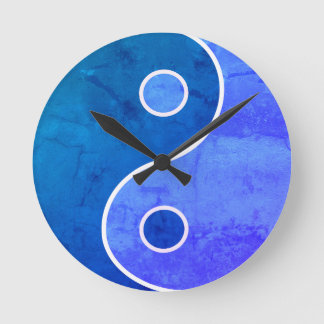 Blue Yin Yang Art Ronde Klok