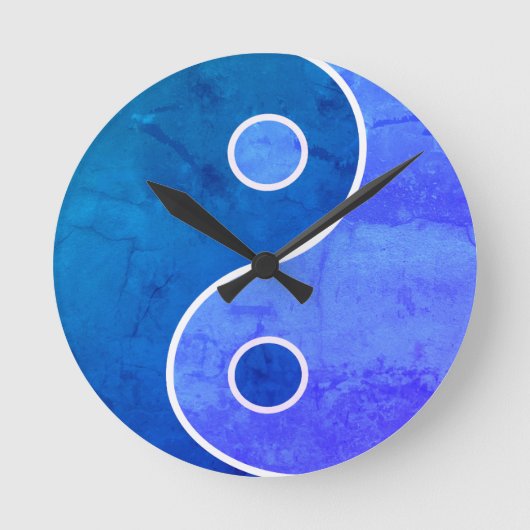 Blue Yin Yang Art Ronde Klok (Voorkant)