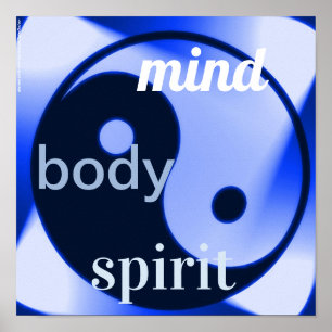 Blue Yin Yang Art Zen Holistic health Poster