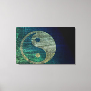 Blue Yin Yang Canvas Afdruk