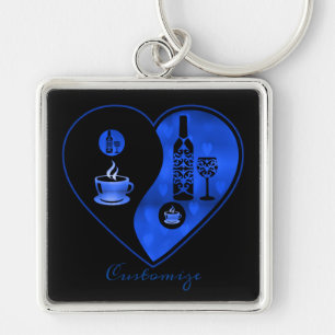 Blue Yin & Yang Coffee & Wine Sleutelhanger