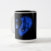 Blue Yin & Yang Coffee & Wine Tweekleurige Koffiemok (Voorkant links)