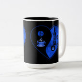 Blue Yin & Yang Coffee & Wine Tweekleurige Koffiemok (Voorkant rechts)