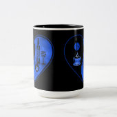 Blue Yin & Yang Coffee & Wine Tweekleurige Koffiemok (Center)