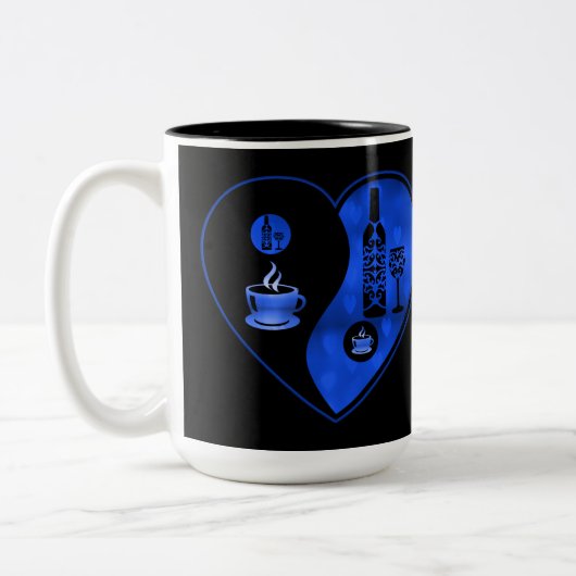 Blue Yin & Yang Coffee & Wine Tweekleurige Koffiemok (Links)