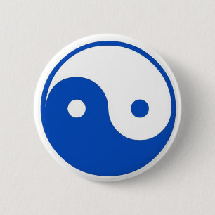 Blue Yin-Yang-knop Ronde Button 5,7 Cm