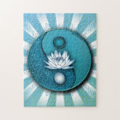 Blue Yin Yang Lotus Legpuzzel (Verticaal)