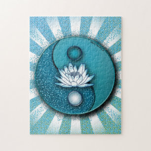 Blue Yin Yang Lotus Legpuzzel