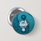 Blue Yin Yang Lotus Ronde Button 5,7 Cm (Voorkant /achterkant)