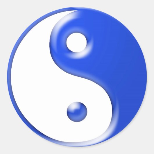 Blue Yin Yang Ronde Sticker (Voorkant)