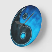 Blue Yin Yang Symbol Ronde Klok (Hoek)