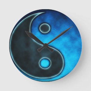 Blue Yin Yang Symbol Ronde Klok