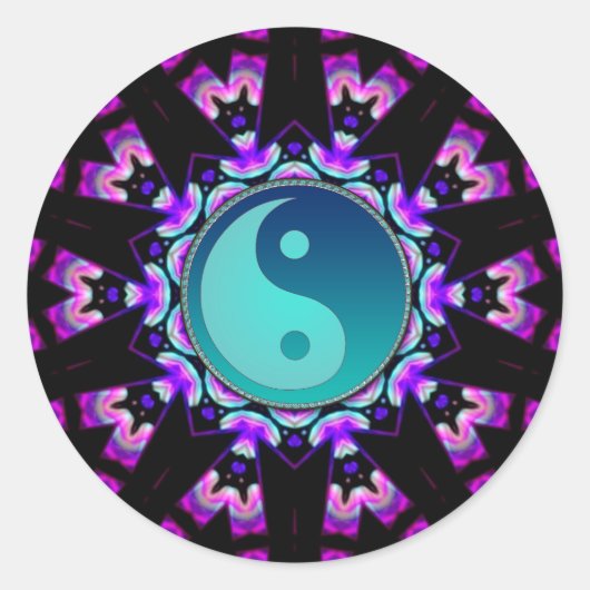 Blue Yin Yang Symbool UV-Delica Art Sticker (Voorkant)