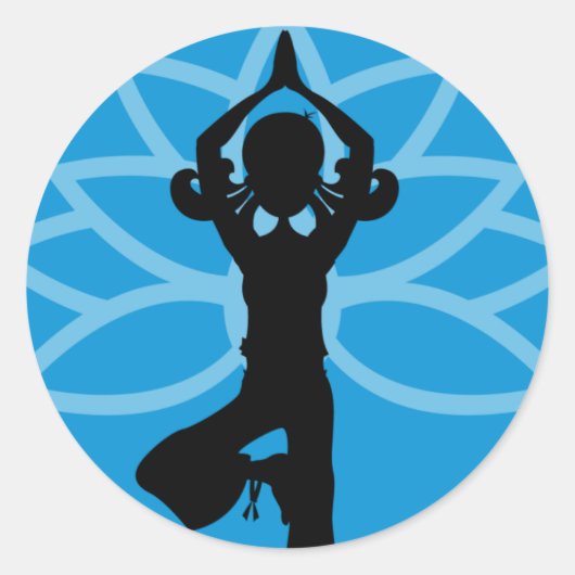 Blue Yoga Silhouet Sticker (Voorkant)