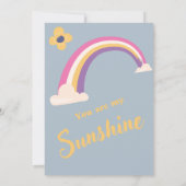 Blue "You Are My Sunshine" Rainbow Baby shower Kaart (Achterkant)