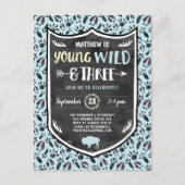 Blue Young Wild and Three Boys 3rd Birthday Party Briefkaart (Voorkant)