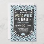 Blue Young Wild and Three Boys 3rd Birthday Party Kaart (Voorkant)