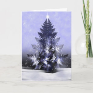 Blue Yule Tree Fractal Kerstmis Kaart