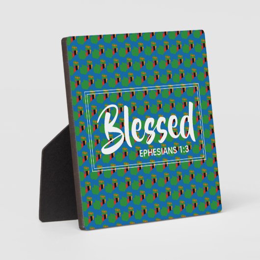 Blue ZAMBIA Blessed Christelijk Scriptfesians Fotoplaat (Voorkant)