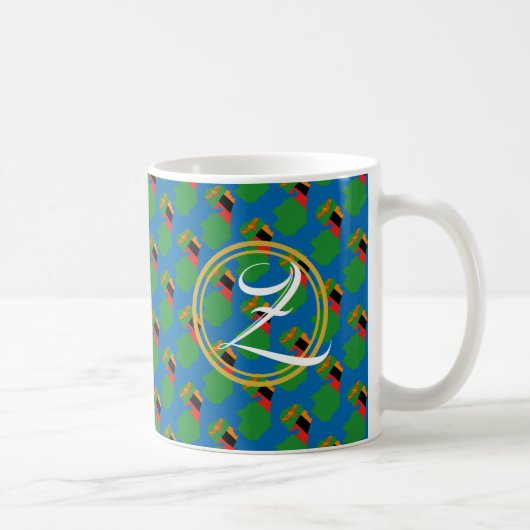 Blue ZAMBIA Monogram Scriptcadeau Koffiemok (Rechts)