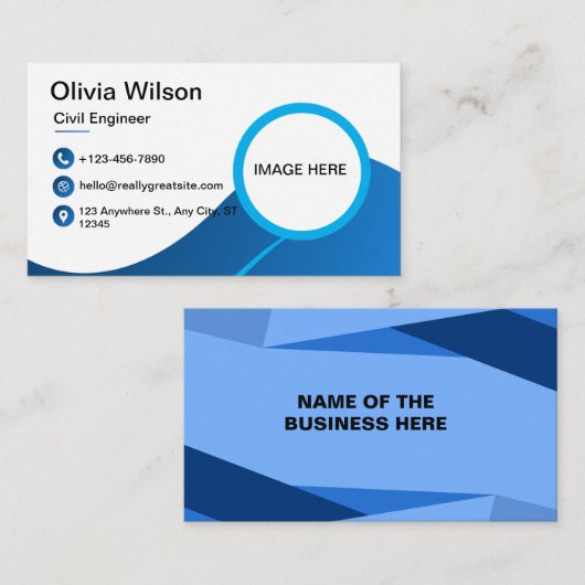 Blue Zazzle Visitekaartje -  ontwerp (Voorkant / Achterkant)