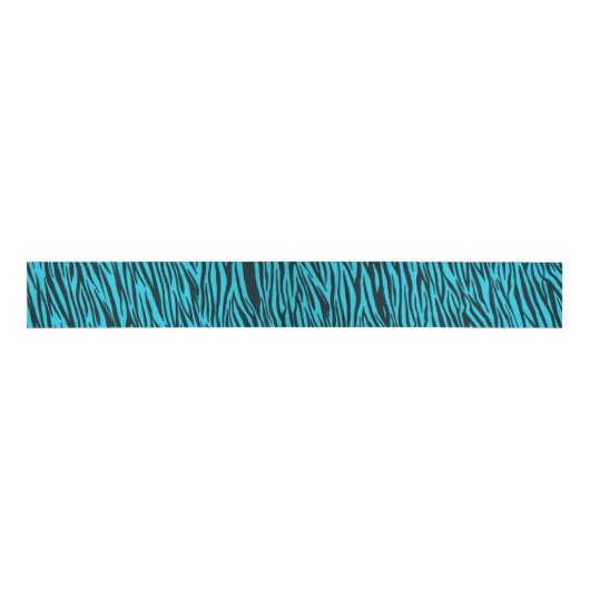 Blue Zebra Animal Print Ribbon Grosgrain Lint (Voorkant)