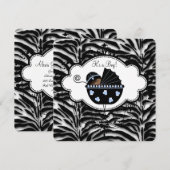 Blue Zebra Baby Shower Kaart (Voorkant / Achterkant)