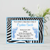 Blue Zebra Baby Shower-uitnodigingen Kaart (Staand voorkant)